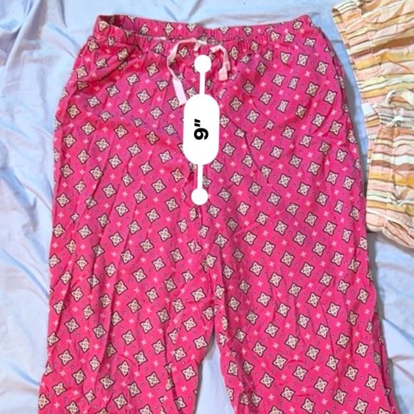 THREE Pairs of Pajama Pants (1 Pink print Capri, 2 Striped print wide leg) S/M - Picture 4 of 16